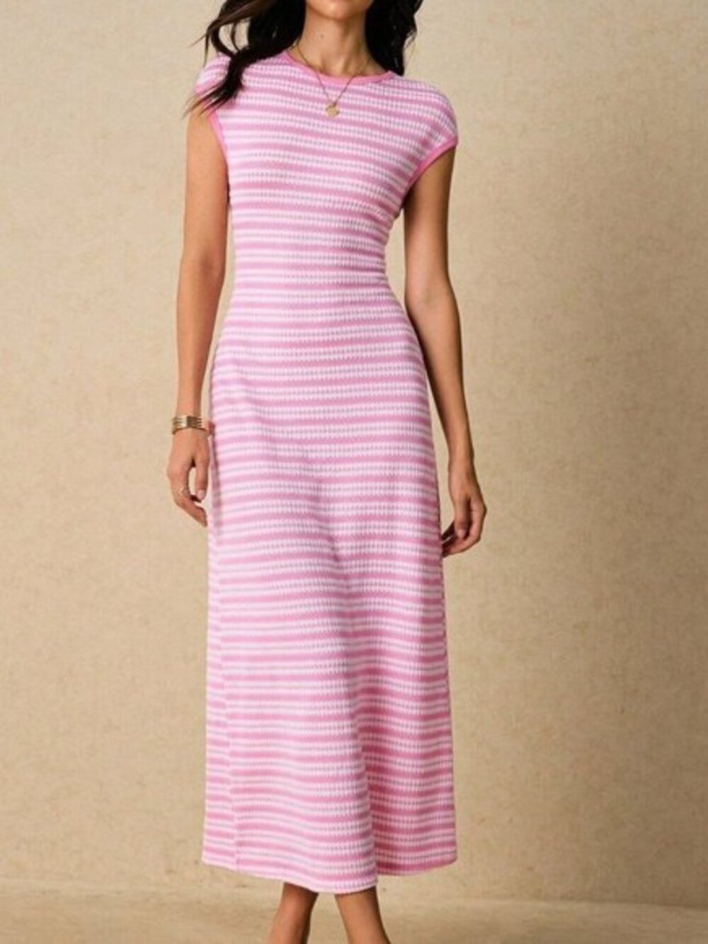 Pink Casual Women's Striped Dress